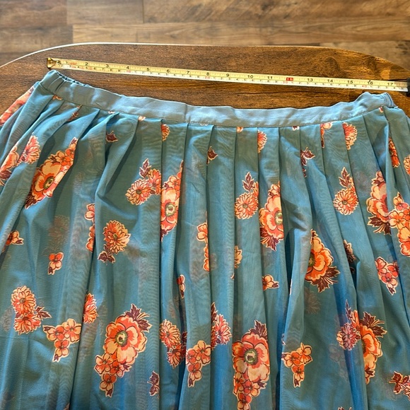 Free People Floral mesh Blue Flowy boho Skirt Size XL - Picture 6 of 7